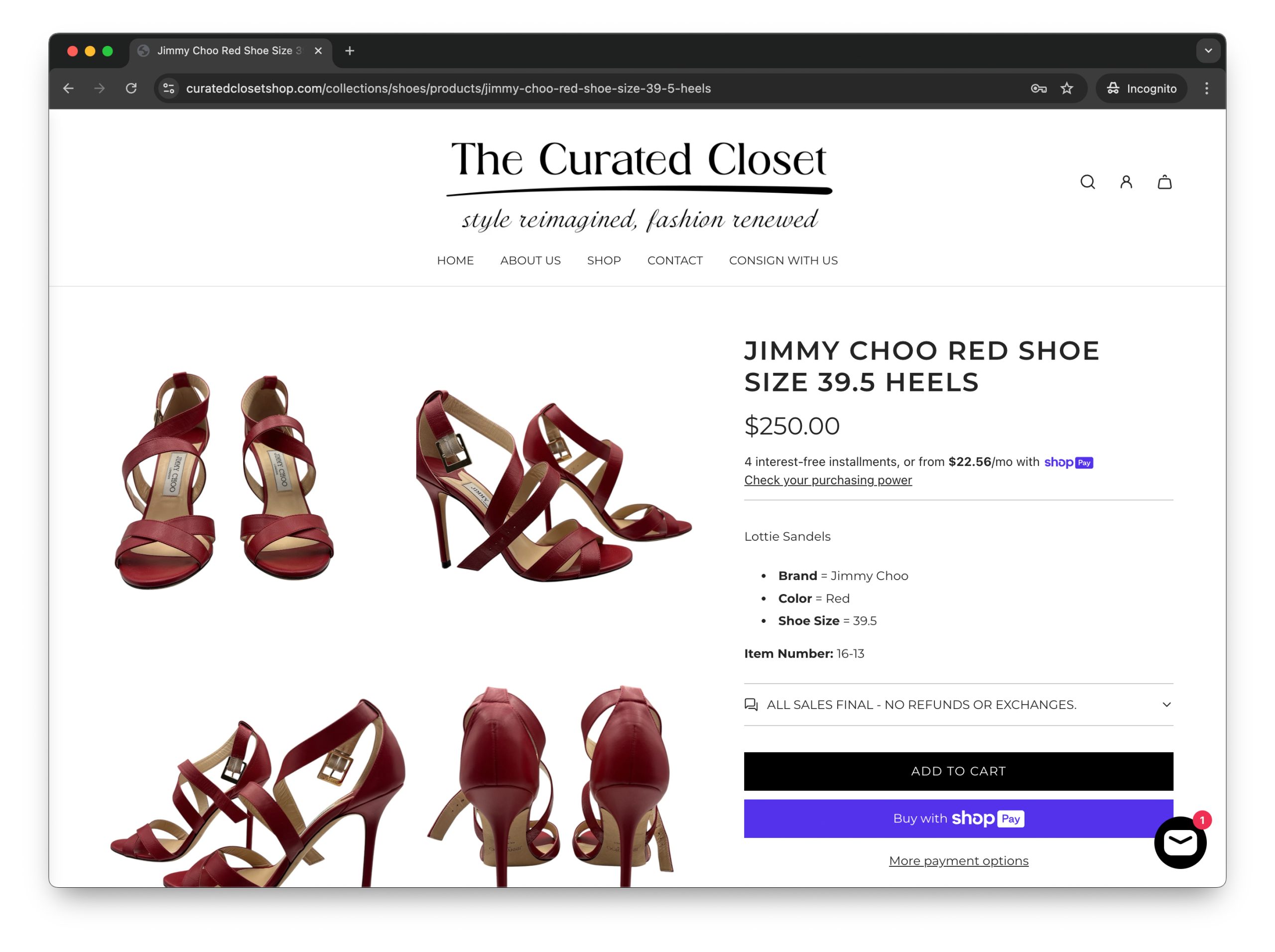 The Curated Closet Product Page